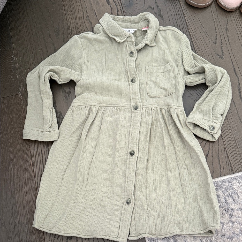 Zara Kids Sage Green Casual Dress